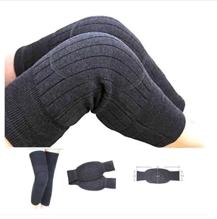 1 pair Woolen Blend Thermal Knee Warmers Fashion Women Solid Color Knee High Knitted Breathable Elastic Knees Sleeves for Winter Pleated Long Yoga Socks Leg Warmer Both Men And Women