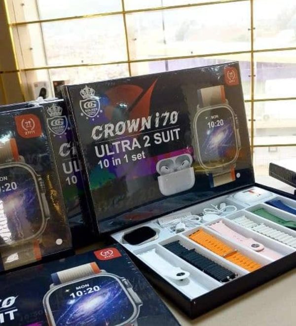 Crown I70 Ultra 2 Suit 10+1 Set Big 2.20 Smart Watch And Airpods (random Color)