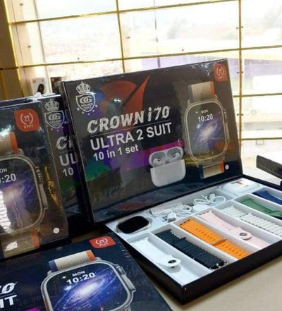 Crown I70 Ultra 2 Suit 10+1 Set Big 2.20 Smart Watch And Airpods (random Color)