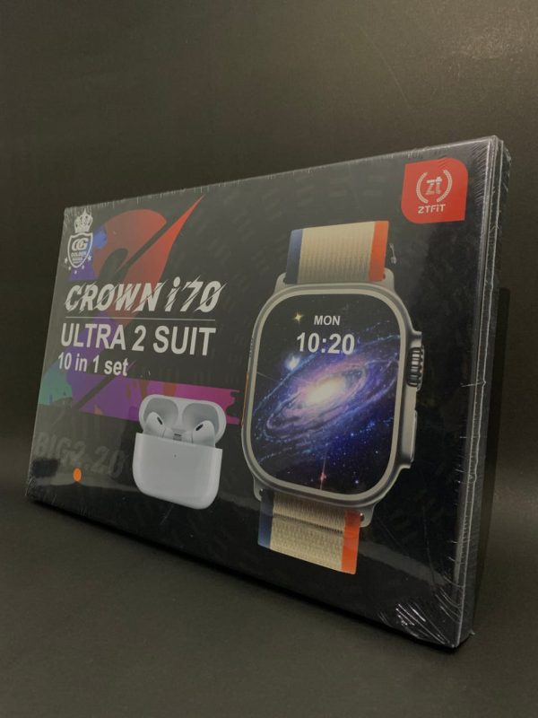 Crown I70 Ultra 2 Suit 10+1 Set Big 2.20 Smart Watch And Airpods (random Color)