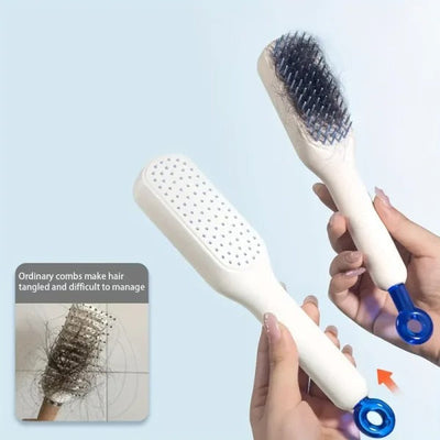 Self Cleaning Hair Brush, One-click Cleaning Telescopic Hair Comb – Without Box (random Color)