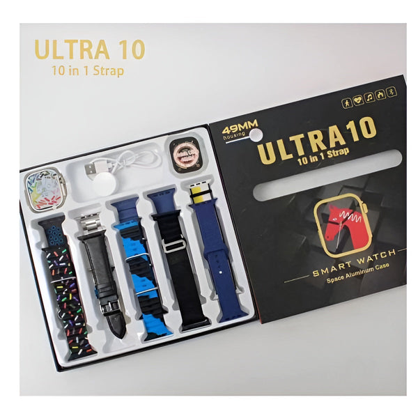 Ultra Smart Watch | 10 In 1 Straps (multi Color Straps)